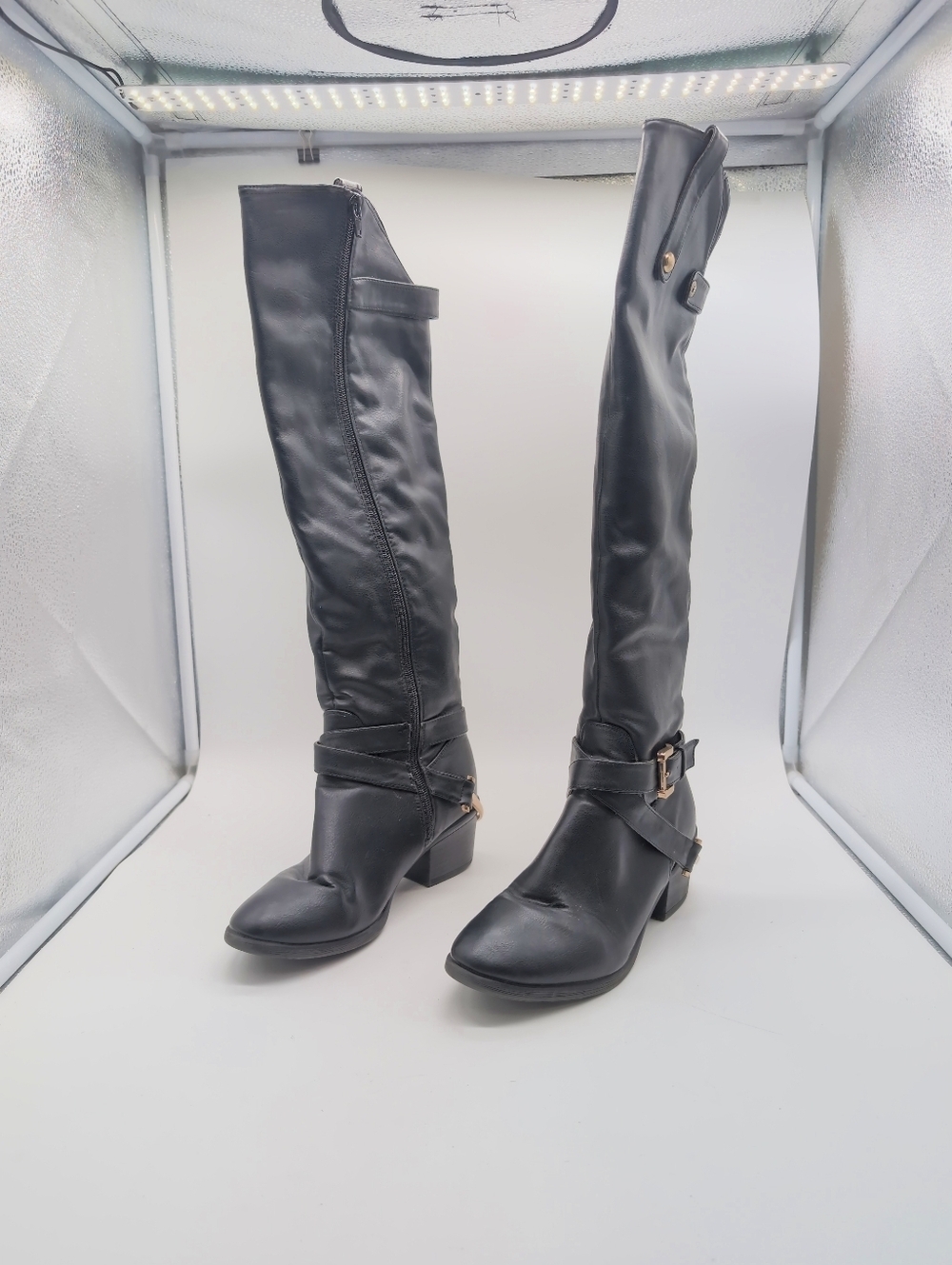 OM Olivia Miller Sz 7 Black Over-the-Knee Women's Riding Boots